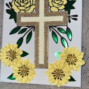 Floral Cross Canvas Art